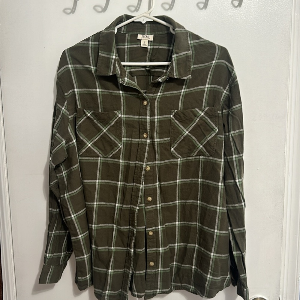 Olive green flannel